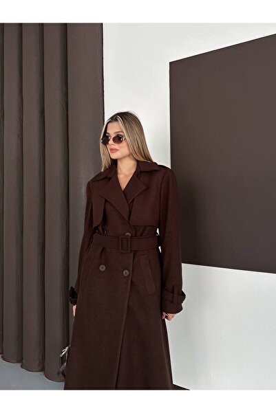 buqre's moda Γυναικείο Premium Χειμερινό Παλτό Κασέ με Λεπτομέρεια Κασέτας και Επικάλυψη Μέσης