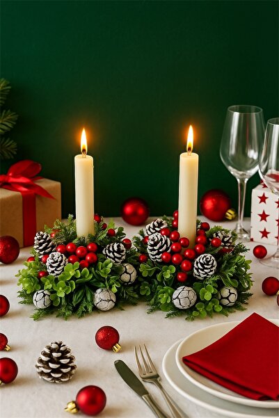 afralya home Christmas Table Decoration with Flowers (the Price Is for One Piece, Candle Not Included)