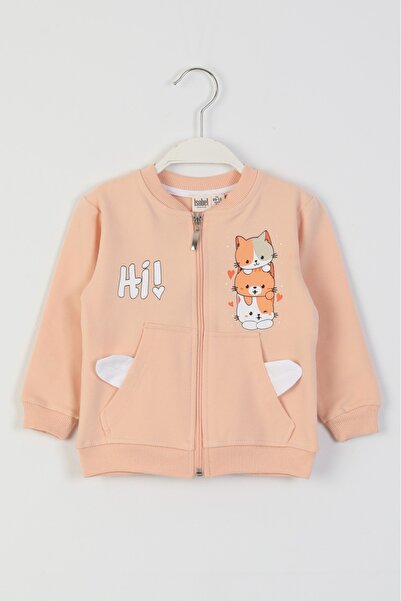 Yağmur Giyim İsob Cat Patterned Girl's Cardigan 9-36 Months 20702