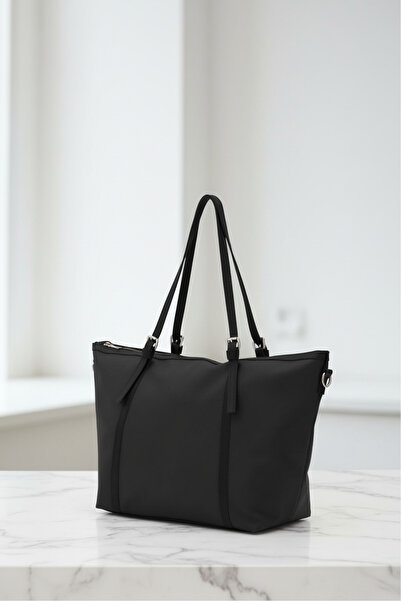 Biçanta Black Color Waterproof Parachute Fabric Impermeable Shoulder Bag Large Size Soft Shoulder Bag with Compartments