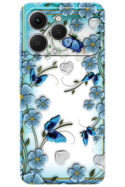 TECNO Spark 40 4G (KM5n) Uyumlu Kılıf Desen Baskılı Silikon Çiçek ve Kelebekler STK:547 CP-KSJ8sac