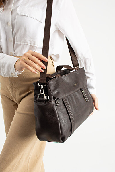 KIRASE Γυναικεία τσάντα ώμου από μαλακό συνθετικό δέρμα Mega Polo με ρυθμιζόμ...