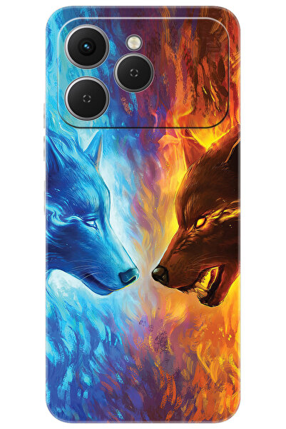 TECNO Spark 40 4G (KM5n) Uyumlu Kılıf Desen Baskılı Silikon Alev ve Kurtlar STK:489 CP-HoH0ZX9