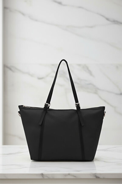 Biçanta Black Color Waterproof Parachute Fabric Impermeable Shoulder Bag Large Size Soft Shoulder Bag with Compartments