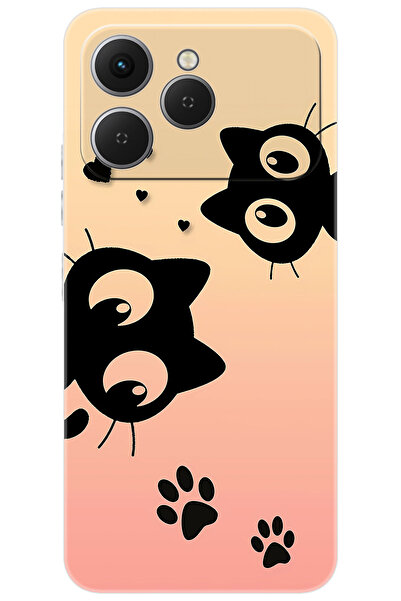 TECNO Spark 40 4G (KM5n) Uyumlu Kılıf Desen Baskılı Silikon Kedi STK:626 CP-1cZWJzO