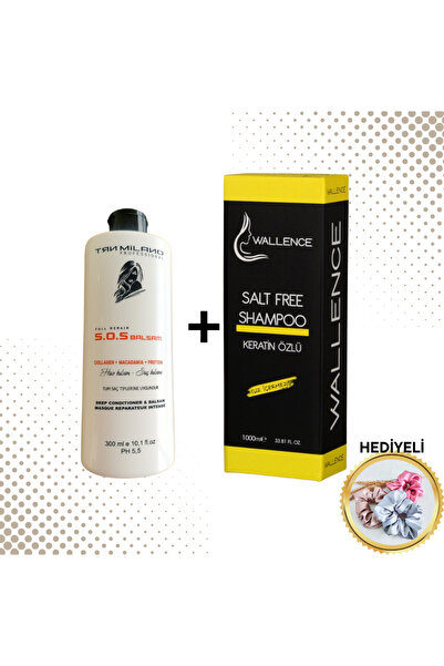 wallence Tuzsuz Şampuan Keratin Özlü 1000ML & S.O.S. SAÇ BAKIM BALSAM 300ML