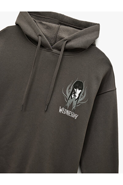 Koton Wednesday Licensed Hooded Back Printed Oversized Sweatshirt