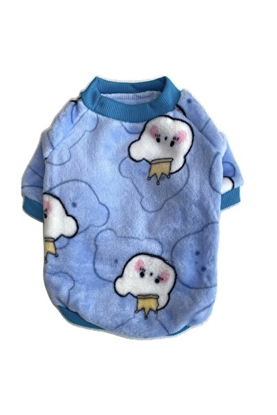 OEM Haina caine talie mica tip tricou, material calduros cocolino, model panda, Albastru, 34x21 cm
