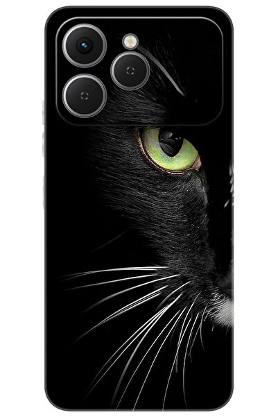 TECNO Spark 40 4G (KM5n) Uyumlu Kılıf Desen Baskılı Silikon Siyah Kedi STK:482 CP-jLUMQYJ