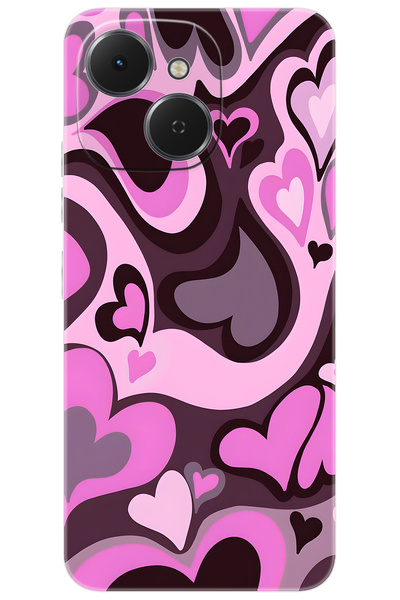 TECNO Spark 40C (KM4n) Uyumlu Kılıf Desen Baskılı Silikon Kalp Dalgası STK:724 CP-lfHvGNF