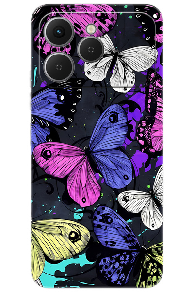 TECNO Spark 40 4G (KM5n) Uyumlu Kılıf Desen Baskılı Silikon Kalp Yapan Kelebek STK:651 CP-WLqQ1pk