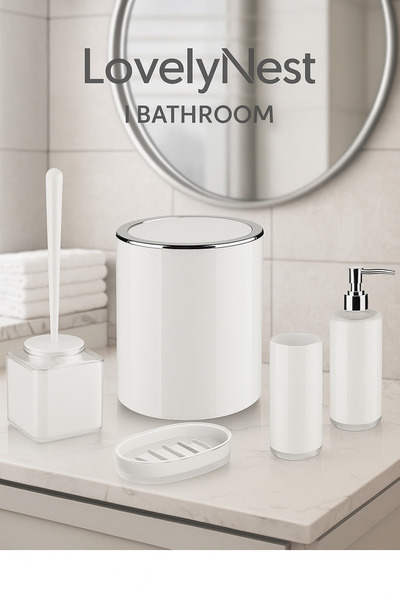 LovelyNest PREMİUM 5 Lİ YUVARLAK BANYO SETİ