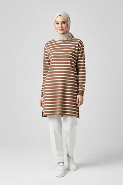 Lumieer Women's Hijab Striped Brown Tunic