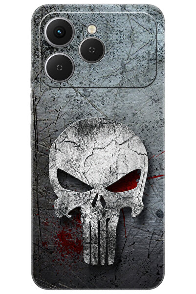 TECNO Spark 40 4G (KM5n) Uyumlu Kılıf Desen Baskılı Silikon Gri Kuru Kafa STK:218 CP-28T9s7l