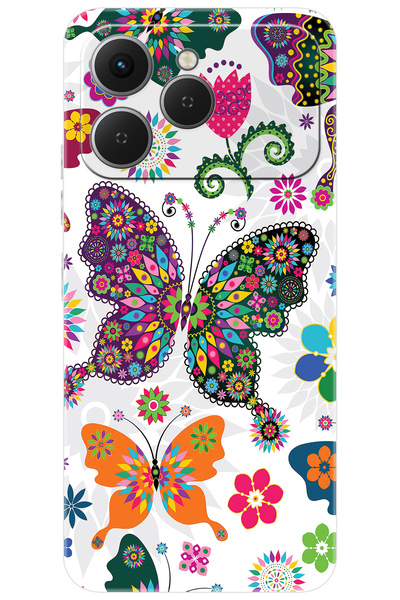 TECNO Spark 40 4G (KM5n) Uyumlu Kılıf Desen Baskılı Silikon Renkli Kelebekler STK:541 CP-b6NXAmp