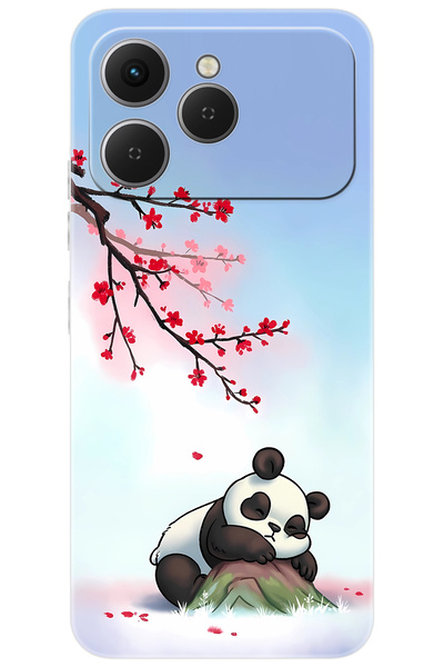 TECNO Spark 40 4G (KM5n) Uyumlu Kılıf Desen Baskılı Silikon Uyuyan Panda STK:...