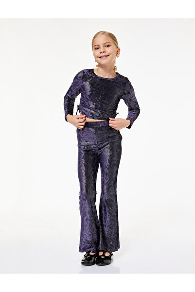 Koton Shiny Detailed Elastic Waist Slim Fit Flared Trousers