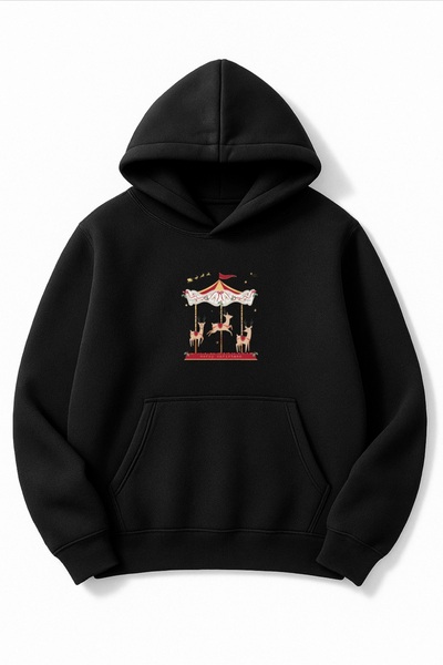 Altair Tr Oversized Black Unisex Merry-Go-Round Printed Sweatshirt