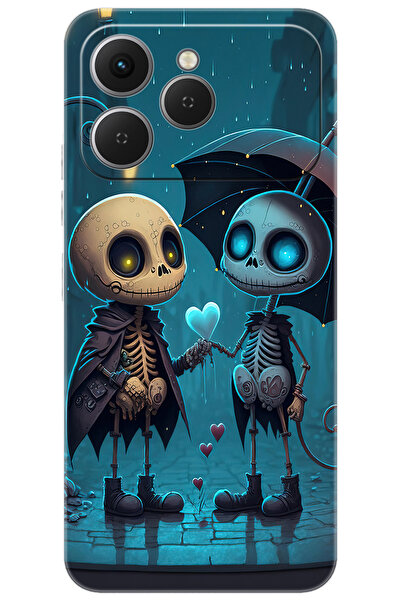 TECNO Spark 40 4G (KM5n) Uyumlu Kılıf Desen Baskılı Silikon Aşık İskeletler STK:733 CP-O4BFgUR