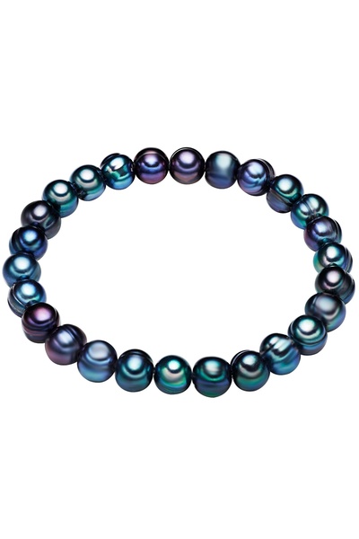 Lulu & Jane Perlenarmband Armband Süßwasser-Zuchtperle blau