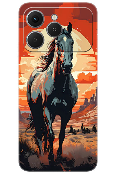 TECNO Spark 40 4G (KM5n) Uyumlu Kılıf Desen Baskılı Silikon Western Atı STK:655 CP-2vxEy5E