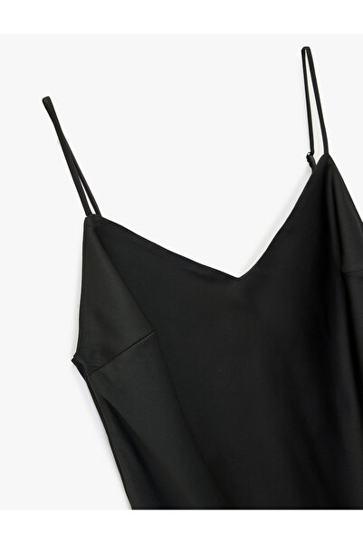 Koton V-Neck Rope Strap Lace Detailed Asymmetrical Dress