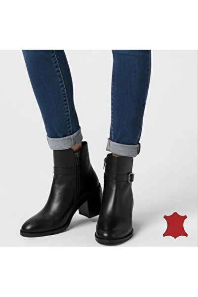 kevali Women's black ankle boots with chunky heel, zipper closure SN5002