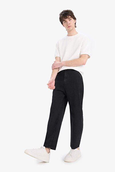 DeFacto 100% Cotton Relaxed Slouchy Fit Comfortable Cut Straight Leg Jeans E2900Ax25Sp
