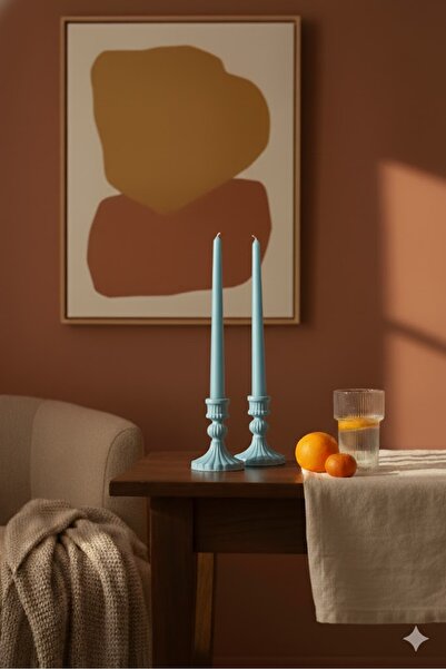 btm home Dekoratif Uzun Şamdan Mumluk Seti 2’li – Modern Masa Üstü Aksesuar &...