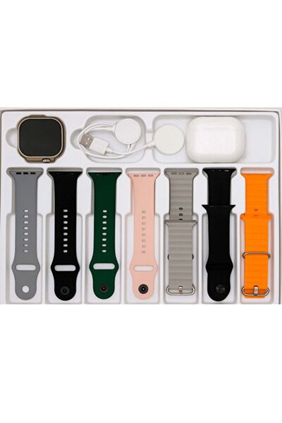 Generic Smartwatch , Wireless Charger, 7 Straps, and Noise Cancelling Earphones