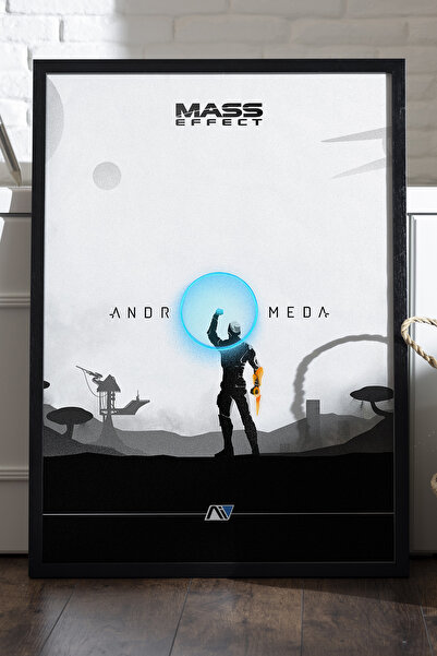 Duvarda Poster cu ramă din lemn negru Mass Effect, pictură decorativă de pere...