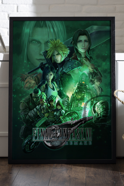 Duvarda Poster Final Fantasy cu ramă din lemn negru, pictură decorativă de pe...