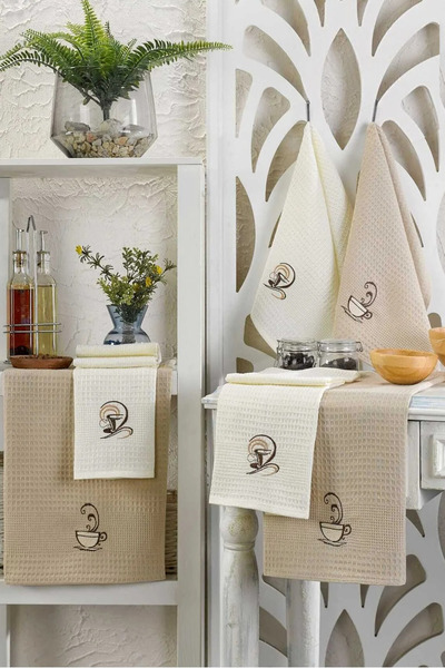 HRN Textile طقم من 6 قطع من القماش القطني لتجفيف الأطباق / مناشف المطبخ مقاس ...