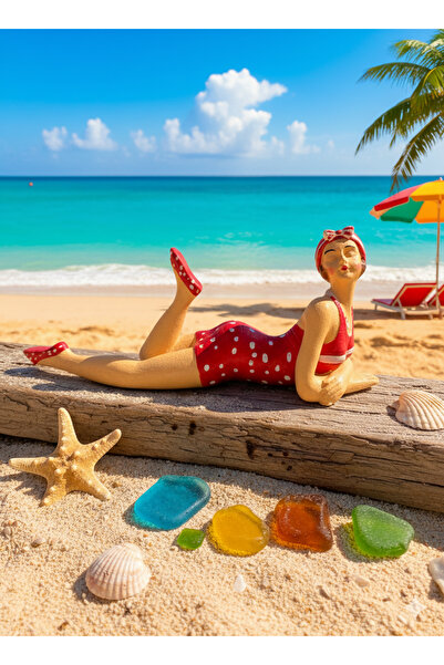 İki Cadı Tasarım Yüzücü Kız Biblo, Ev ,Bahçe Heykel , Dekor, Polyester Obje -...