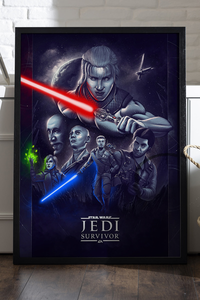 Duvarda Poster Star Wars cu ramă din lemn negru, pictură decorativă de perete...