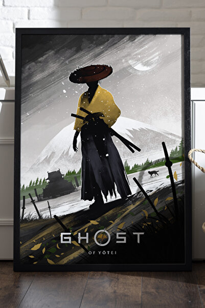 Duvarda Poster Ghost of Yotei cu ramă din lemn negru, pictură decorativă de p...