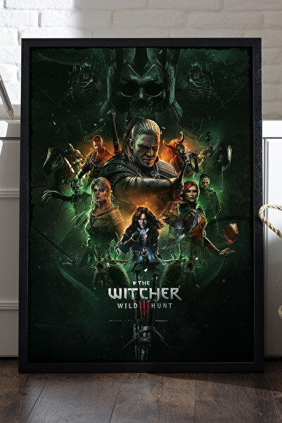 Duvarda Poster The Witcher cu ramă din lemn negru, pictură decorativă de pere...