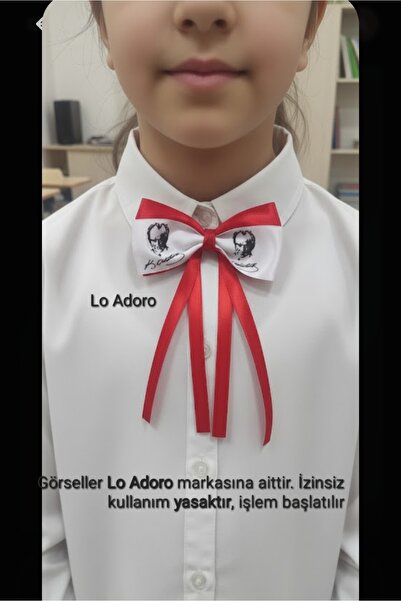LO ADORO 23 Nisan Atatürk Kız Çocuk Kurdele Kravat Papyonu 29 Ekim 10 KASIM