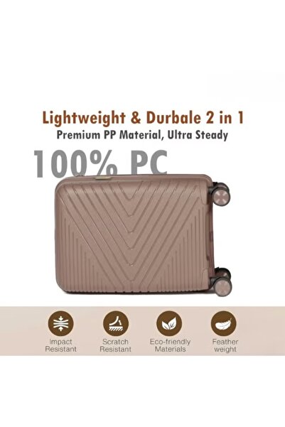 TRAVEL LİNE Brown 3-Piece Luggage Set - Lightweight Hard Shell Suitcase with Spinner Wheels & Telescopic Handle