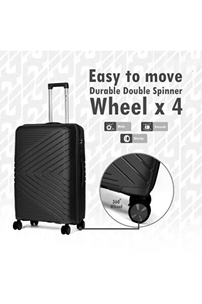TRAVEL LİNE Black 3-Piece Luggage Set - Lightweight Hard Shell Suitcases with Spinner Wheels & Teles