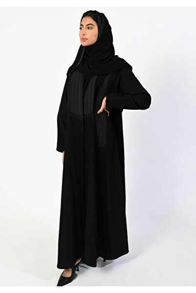 Tamaray Occasion abaya decorated with taffeta and black fringe
