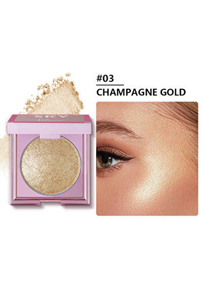Pudaier Highlighter Powder, Shimmering Long Lasting Waterproof Contour for Face Body, 8g Champagne Gold #03