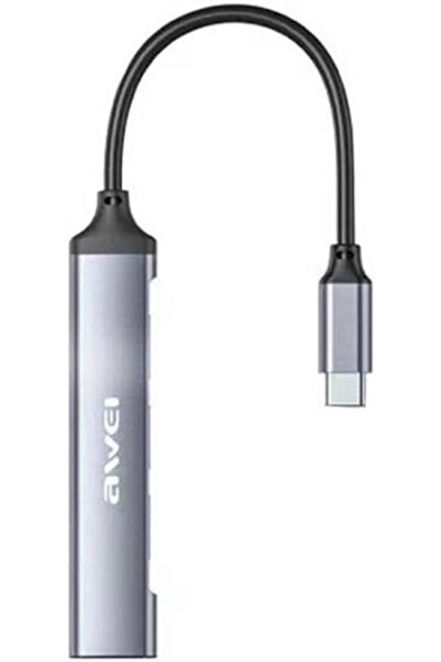 AWEI Cl-150T USB 2.0 4-Port USB Hub (4x Type-A, 1x USB-C) - Silver