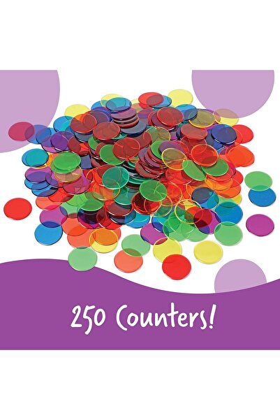 Learning Resources Transparent Counting Chips, 250 Pieces, Multicolor