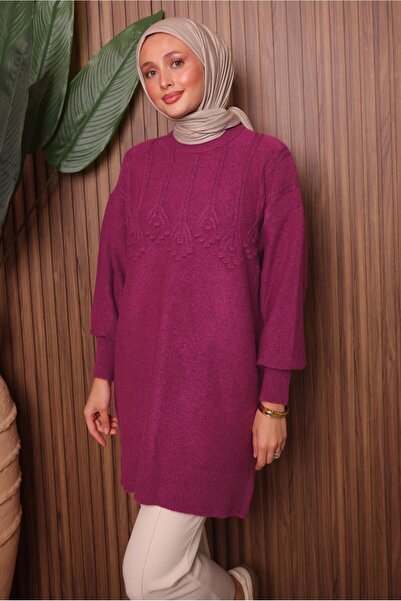 TRENDTESETTÜR Women's Fuchia Knitwear Tunic t 5107