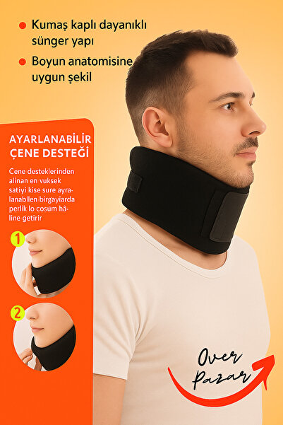 Overbazaar Ayarlanabilir Boyunluk ve Çene Destekli Boyun Korsesi – Ortopedik ...