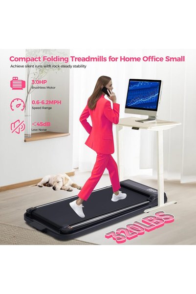 SUOUER Walking Pad with Handle Bar, 3.0HP Electric Small Walking Pads Running Treadmills, 320LBS