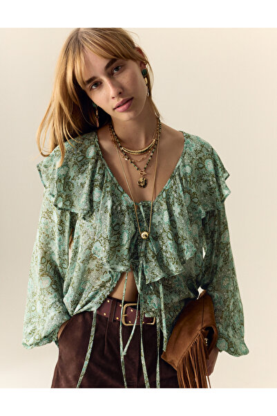 Marks & Spencer Desenli Fırfırlı Bluz