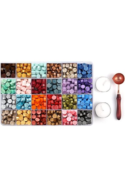 EACAM مجموعة خرزات ختم الشمع، 600 قطعة، مع صندوق تخزين، وملعقة تذويب، ومحرّك ...