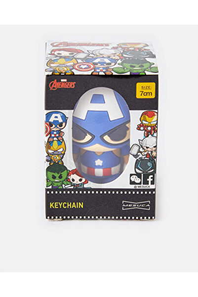REDTAG سلسلة مفاتيح على شكل شخصية كابتن أمريكا واقفة من مارفل بلو دروب جلو